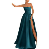 Women Strapless Sexy Slit Formal Party Evening Dress（Processing time need 3-6 days）
