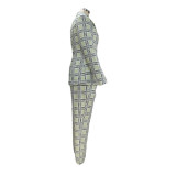 Women Spring Plaid Professional Blazer and Pant Two-Piece Set