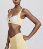 Women Colorblock Yoga Tank Top with Padded Quick-Dry Sports Bra and Shorts Two-Piece Set