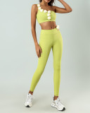 Women Yoga Stretch Wrap Top and High-Waisted Pants Two-Piece Set
