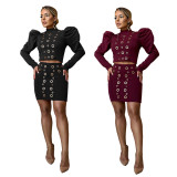 Women's Casual Long-Sleeve Top & Skirt Two-Piece Set