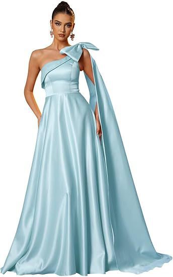Women One-Shoulder Satin Formal Evening Dress(Processing time need 3-6 days)