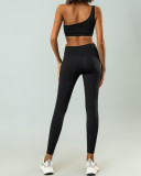 Women Yoga Stretch Wrap Top and High-Waisted Pants Two-Piece Set