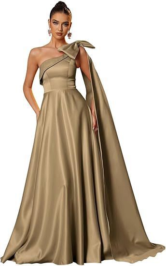 Women One-Shoulder Satin Formal Evening Dress(Processing time need 3-6 days)
