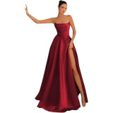 Women Strapless Sexy Slit Formal Party Evening Dress（Processing time need 3-6 days）