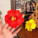 Women Approximately 10cm Simulated Hibiscus Hairpin Headpiece Multi-Color Flower Swimsuit Travel Hair Accessory