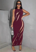 Women summer sexy cutout knitting beach dress