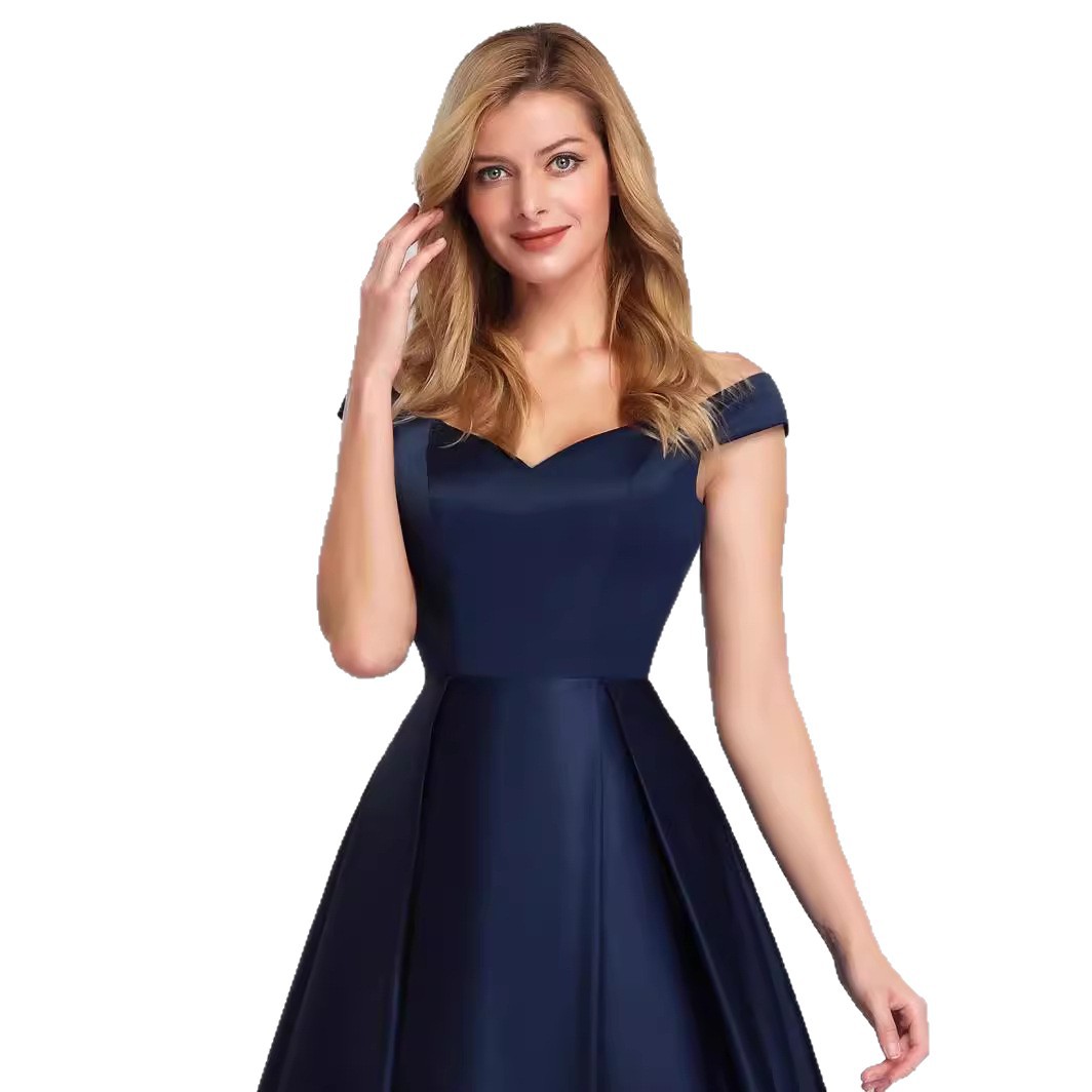 Women Off-Shoulder Satin Solid Prom Dress(Processing time need 3-6 days)