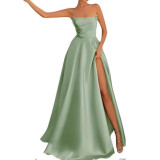Women Strapless Sexy Slit Formal Party Evening Dress（Processing time need 3-6 days）