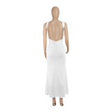 Women Sexy Backless Lace-Up Long Dress for Nightclubs and Parties with a Slit Bodycon Dress