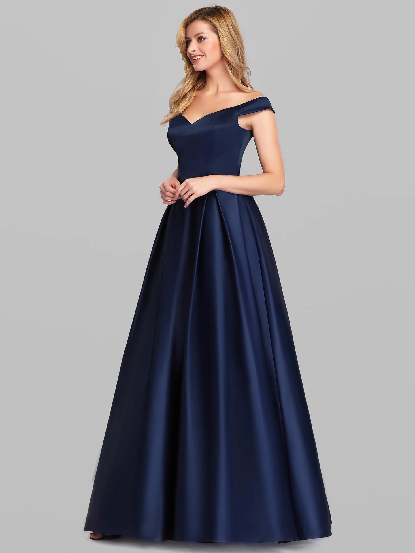 Women Off-Shoulder Satin Solid Prom Dress(Processing time need 3-6 days)