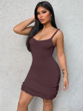 Spring-Summer Knitted Straps Fringed Bodycon Dress