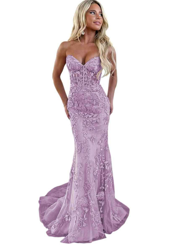 Women Clothing Fishtail Sequined Strapless Birthday Party Evening Dress(Processing time need 3-6 days)