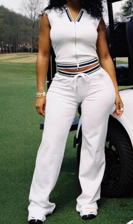 Women's Sporty Casual Shirt-Collar Solid Top & Ribbed Tie-Up Mini Skirt Set