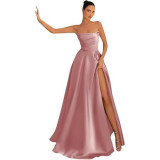 Women Strapless Sexy Slit Formal Party Evening Dress（Processing time need 3-6 days）