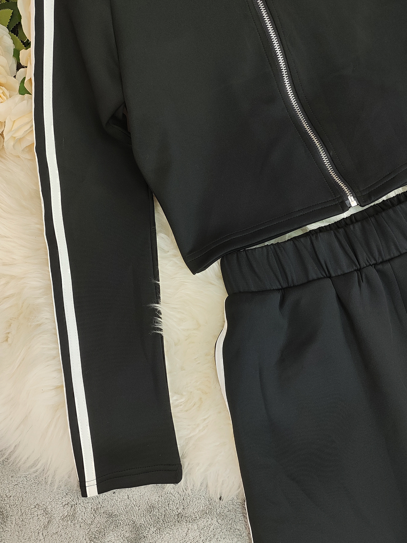 Spring Women's Striped Long-Sleeve Top & Pants Set Casual Sports Outfit