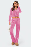 Women Velvet Hooded Sporty Two-Piece Top and Pant