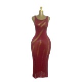 Women summer sexy cutout knitting beach dress