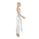 Women Sexy Backless Lace-Up Long Dress for Nightclubs and Parties with a Slit Bodycon Dress