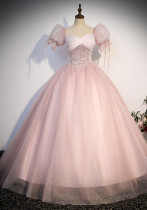 Women Pink Bridal Toast Dress for Performances, Colorful Tulle Princess Evening Dress(Processing time need 3-6 days) Women Pink Bridal Toast Dress for Performances, Colorful Tulle Princess Evening Dress(Processing time need 3-6 days)