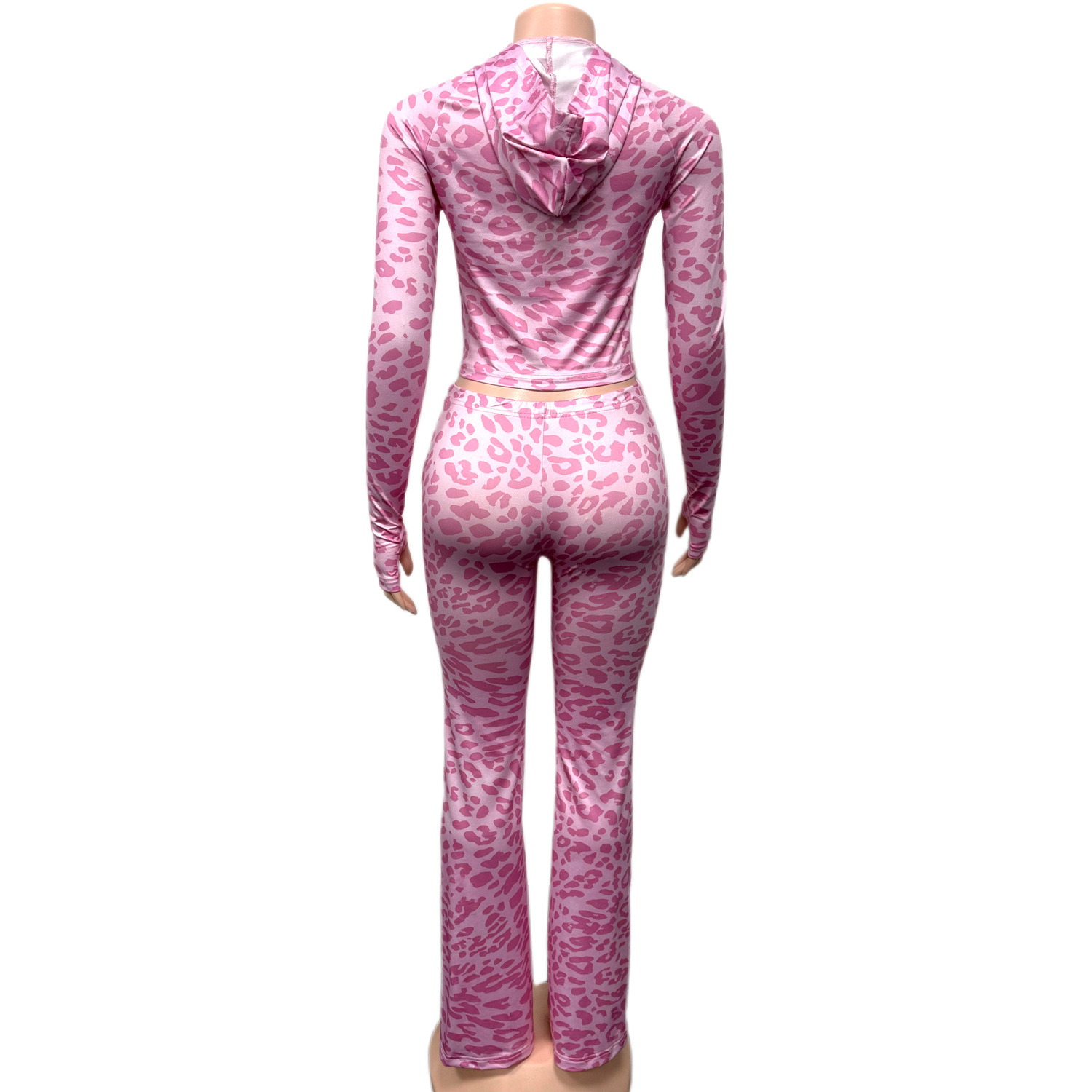 Women's Fashion Printed Hooded Zip-Up Jacket & Slim-Fit Casual Pants Set