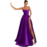 Women Strapless Sexy Slit Formal Party Evening Dress（Processing time need 3-6 days）