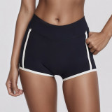 Women yoga V-neck contrasting tank bra and shorts two-piece set