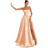 Women Strapless Sexy Slit Formal Party Evening Dress（Processing time need 3-6 days）