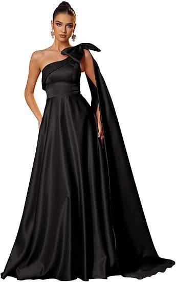 Women One-Shoulder Satin Formal Evening Dress(Processing time need 3-6 days)