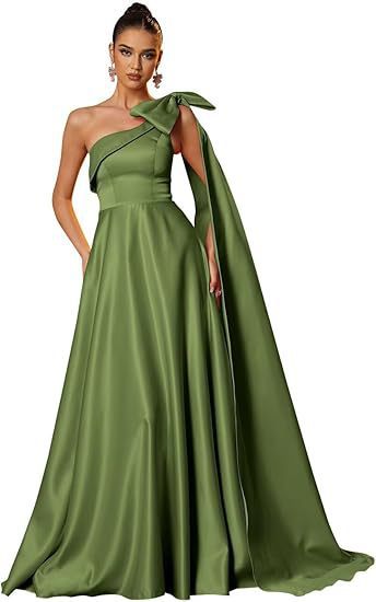 Women One-Shoulder Satin Formal Evening Dress(Processing time need 3-6 days)