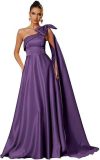 Women One-Shoulder Satin Formal Evening Dress（Processing time need 3-6 days）
