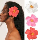 Women Approximately 10cm Simulated Hibiscus Hairpin Headpiece Multi-Color Flower Swimsuit Travel Hair Accessory