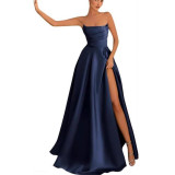 Women Strapless Sexy Slit Formal Party Evening Dress（Processing time need 3-6 days）