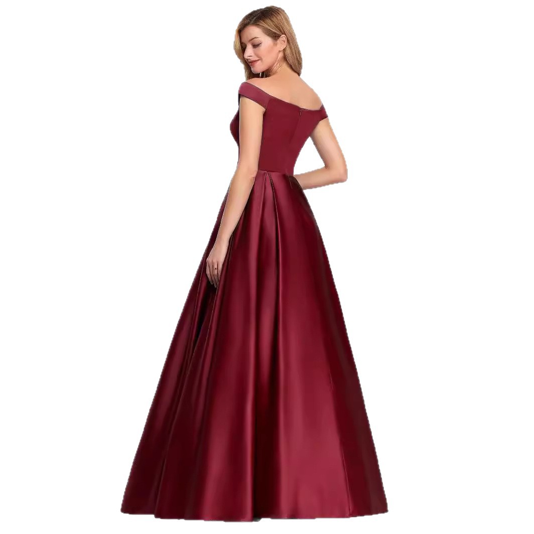 Women Off-Shoulder Satin Solid Prom Dress(Processing time need 3-6 days)
