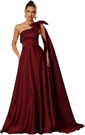 Women One-Shoulder Satin Formal Evening Dress(Processing time need 3-6 days)