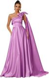 Women One-Shoulder Satin Formal Evening Dress（Processing time need 3-6 days）
