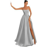 Women Strapless Sexy Slit Formal Party Evening Dress（Processing time need 3-6 days）