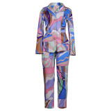 Women Autumn/Winter Casual Blazer and Pant Two-Piece Set