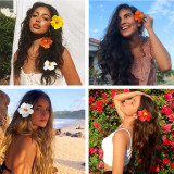 Women Approximately 10cm Simulated Hibiscus Hairpin Headpiece Multi-Color Flower Swimsuit Travel Hair Accessory