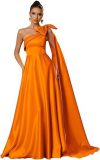 Women One-Shoulder Satin Formal Evening Dress（Processing time need 3-6 days）
