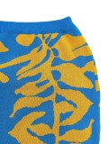 Women tiger print V-neck Halter neck backless top and bodycon skirt two-piece set