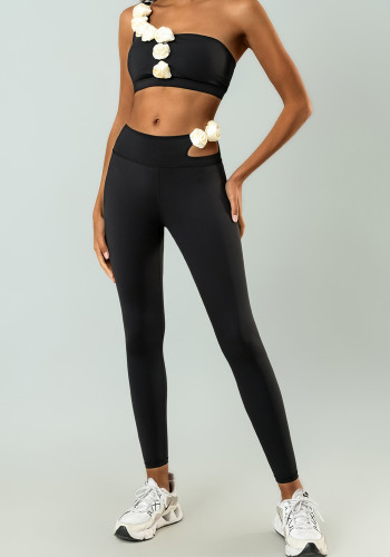 Women Yoga Stretch Wrap Top and High-Waisted Pants Two-Piece Set