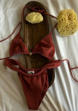 Women Sexy Printed Lace-Up Swimsuit Set