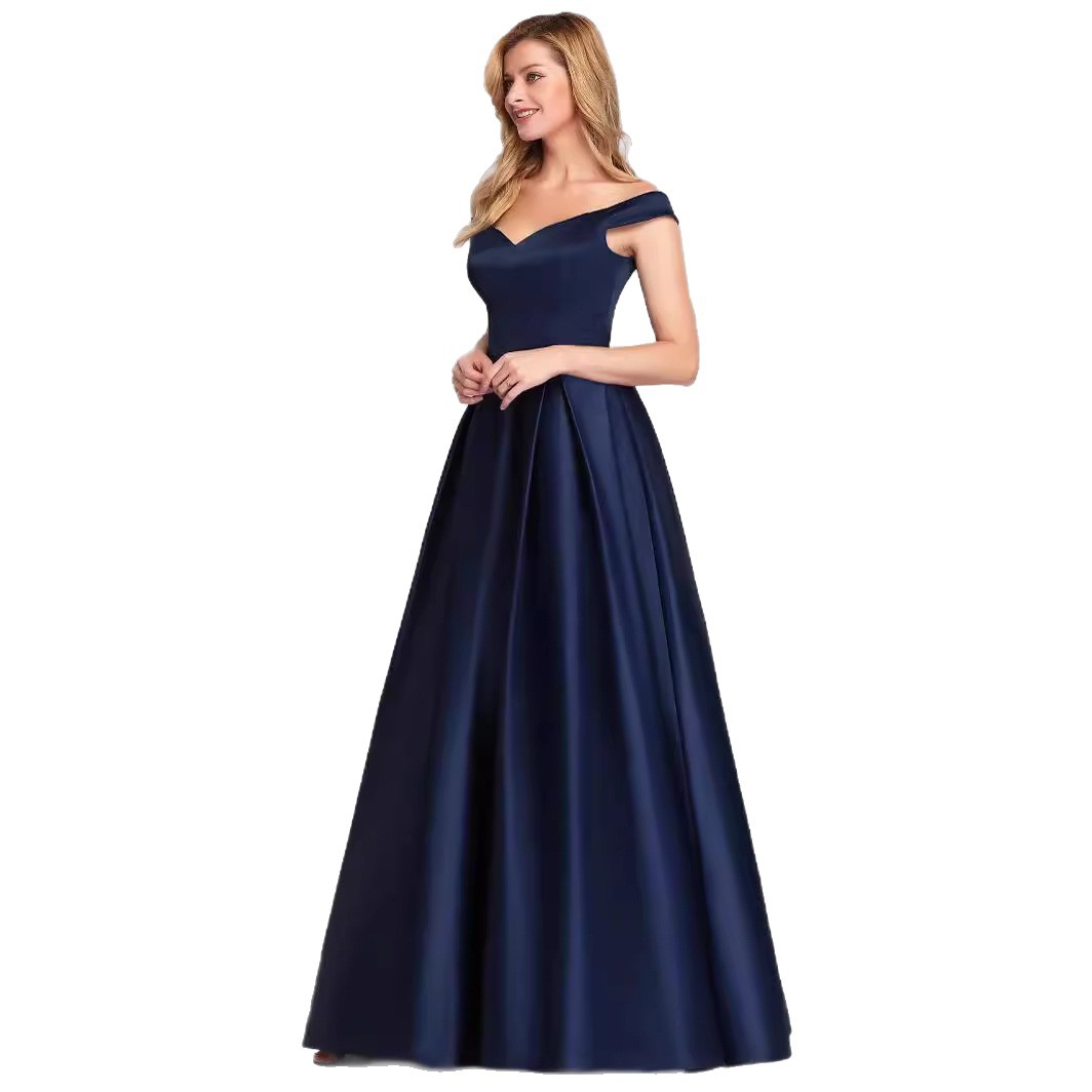 Women Off-Shoulder Satin Solid Prom Dress(Processing time need 3-6 days)