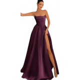 Women Strapless Sexy Slit Formal Party Evening Dress（Processing time need 3-6 days）
