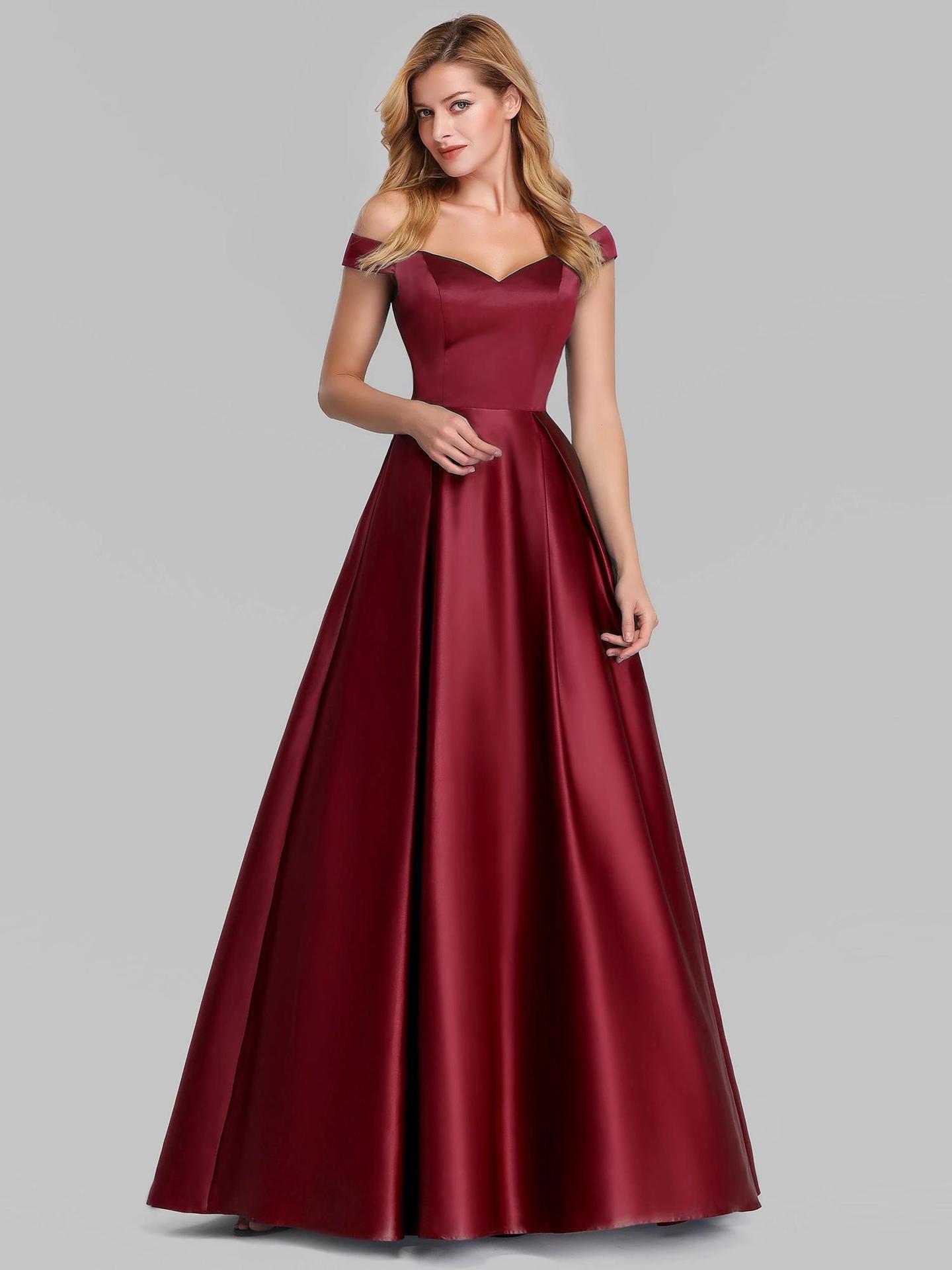 Women Off-Shoulder Satin Solid Prom Dress(Processing time need 3-6 days)