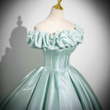 Women French Princess Light Green Evening Dress（Processing time need 3-6 days）