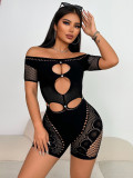 Women's Lace See-Through Sexy Off-Shoulder Romper