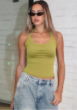 Women Summer Knitting Sexy Halter Neck Solid Top
