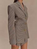 Women Fall/Winter Houndstooth Blazer Coat